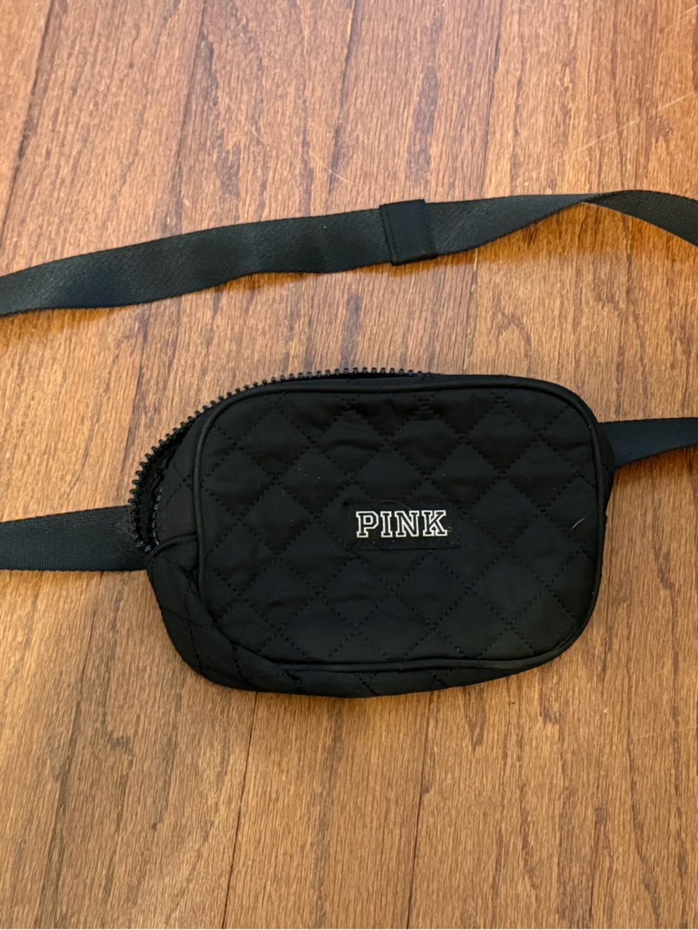PINK Victoria's Secret Quilted Black Sling Belt Bag and backpack